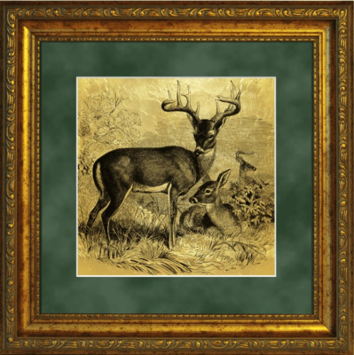 Картина на сусальном золоте «Белохвостый олень»