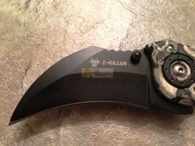 Нож керамбит Z-Hunter Hawkbill череп камуфляж, серо-зеленый, SE-952GYSC