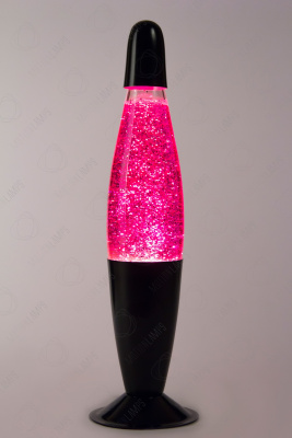 Лава лампа 33см Розовая/Блёстки (Глиттер) Black
