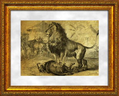 Картина на сусальном золоте «Лев»