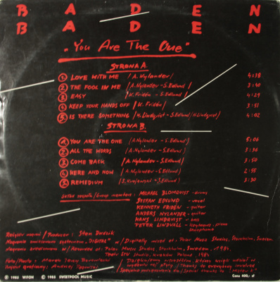Виниловая пластинка Баден Баден, Baden Baden, You Are The One, бу