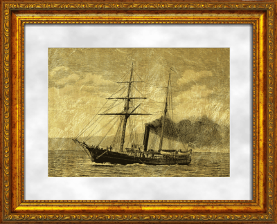 Картина на сусальном золоте «Золотой корабль»