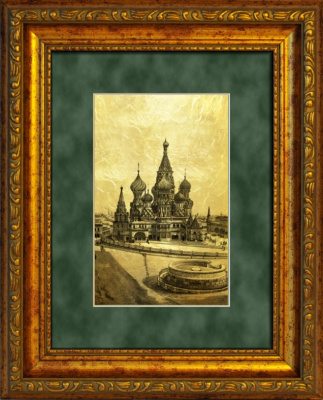 Картина на сусальном золоте «Храм Василия Блаженного»