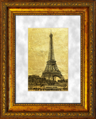 Картина на сусальном золоте «Париж, Эйфелева башня»