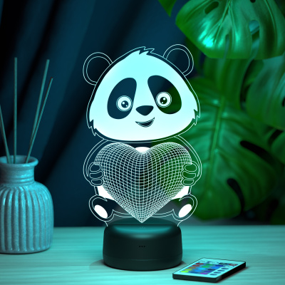 3D ночник Панда с сердцем