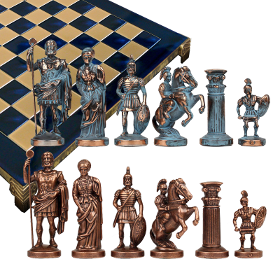 Шахматный набор "Греко-Романский Период" (28x28 см), доска синяя