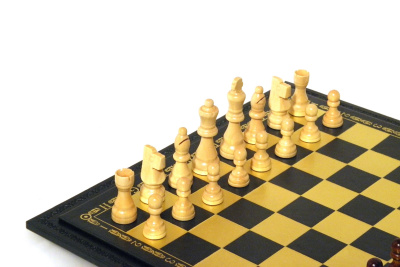 Шахматы "Классические", зеленые, золотое тиснение, Italfama