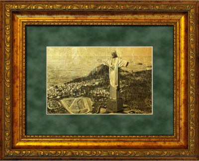 Картина на сусальном золоте «Рио-де-Жанейро, Статуя Иисуса»