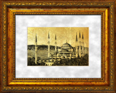 Картина на сусальном золоте «Стамбул, мечеть Султанахмет»
