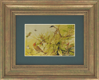 Картина на сусальном золоте «Птички на ветке»