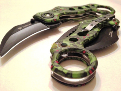 Нож керамбит Z-Hunter Hawkbill зомби-череп, зеленый, SE-952GNSC