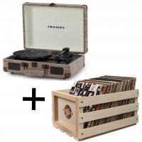 Комплект "Шоколад" ретро-проигрыватель Crosley Cruiser Plus Havana c Bluetooth, CR8005F-HA4 и ящик для пластинок (Crosley Cruiser Plus Havana + Crosley AC1004A)