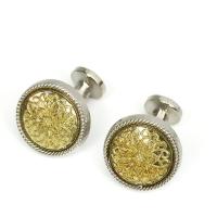 Запонки Cufflinks Inc. Серебряные круглые с золотой серединой CF66