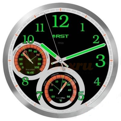 Светящиеся настенные метеочасы, плавный ход, d-35см, металл, 77723