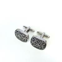 Запонки Cufflinks Inc. Прямоугольник из гладкой стали с винтажными прорезями, CF32