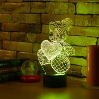 3D ночник Медвежонок и сердечко