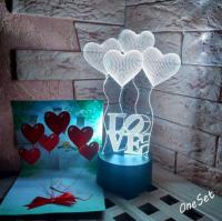3D ночник Шарики сердечки LOVE