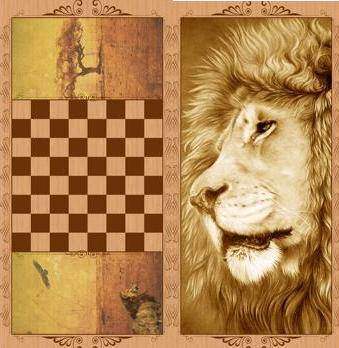 Нарды в деревянной коробке "Лев", средние Нарды в деревянной коробке "Лев", средние