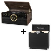 Комплект "Классический" проигрыватель и кейс для пластинок (Victrola VTA-270B + VSC-20-BK)