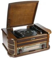 Музыкальный центр-ретро. Функции: винил, AM/FM, CD, аудио, USB 50*35*22см (уп.1/1шт.)