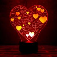 3D ночник Сердце I Love You