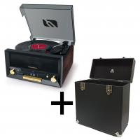Комплект "Ностальжи" Виниловый проигрыватель Muse MT-112W, коричнево-черный +  GPO CASE BK, черный
