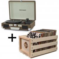 Комплект "Монте-Карло" ретро-проигрыватель Crosley Cruiser Plus Tweed и ящик для пластинок (Crosley Cruiser Plus Tweed + Crosley AC1004A)
