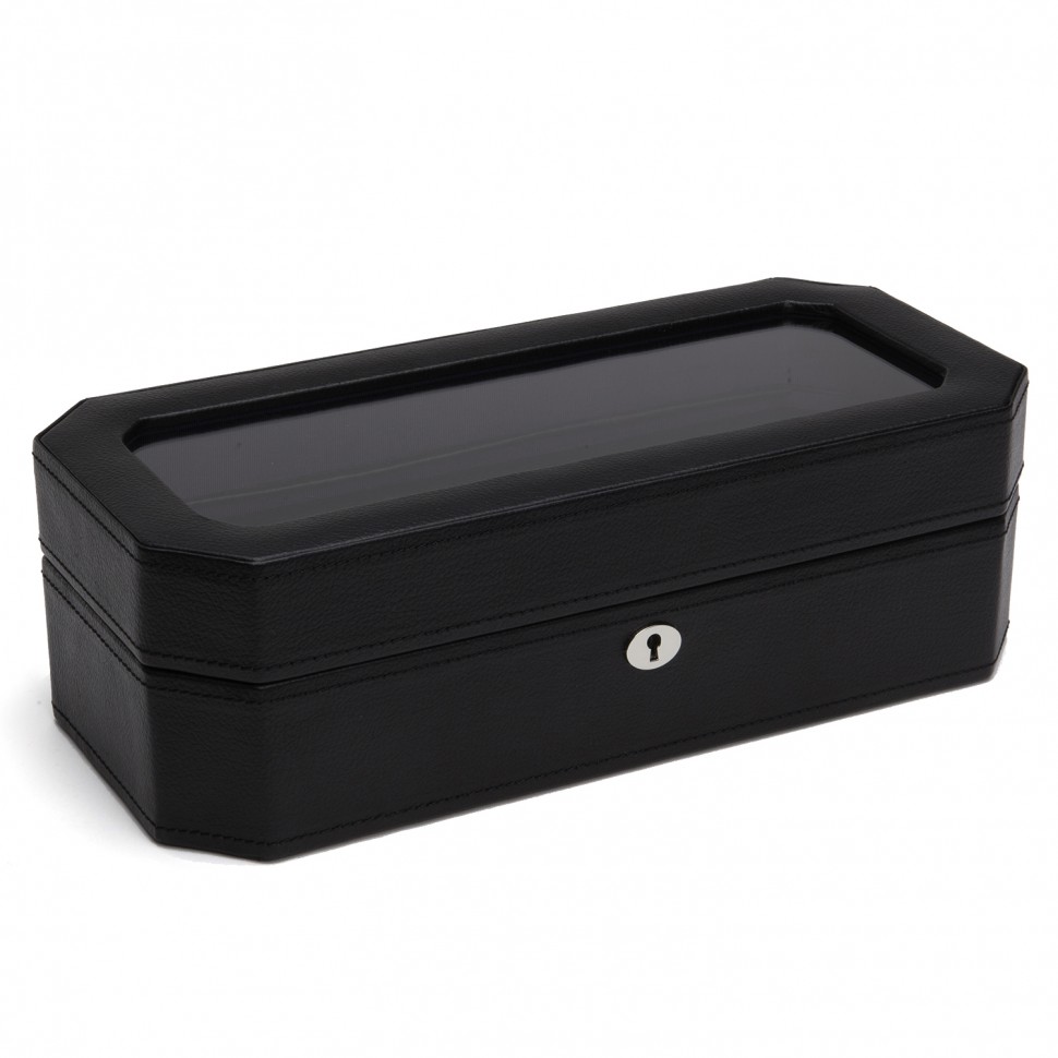 Шкатулка для хранения 5 часов Wolf Windsor 458303, черная