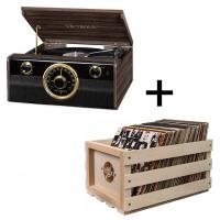 Комплект "Дежавю" проигрыватель и ящик для пластинок (Victrola VTA-240B + Crosley AC1004A)