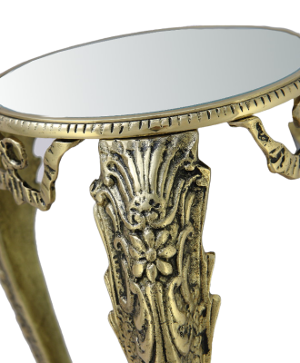 Круглый столик для телефона с зеркальной столешницей, золото