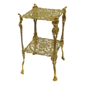 Столик квадратный 24х46 см, с двумя полками, золото