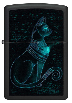 Зажигалка ZIPPO Spiritual Cat с покрытием Black Light, латунь/сталь, черная, матовая 38x13x57 мм Зажигалка ZIPPO Spiritual Cat с покрытием Black Light, латунь/сталь, черная, матовая 38x13x57 мм