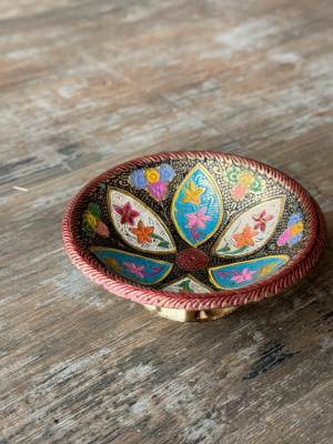 Конфетница, латунь, цветная эмаль, 13.5 см