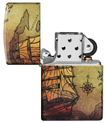 Зажигалка Zippo Pirate Ship с покрытием White Matte, латунь/сталь, белая, матовая, 38x13x57 мм Зажигалка Zippo Pirate Ship с покрытием White Matte, латунь/сталь, белая, матовая, 38x13x57 мм