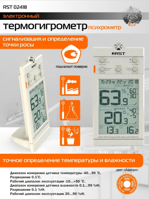 Термогигрометр S418 pro, внесен в Госреестр СИ РФ,RST02418