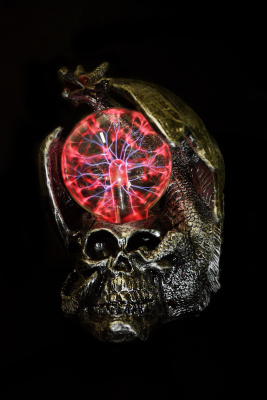 Электрический плазменный шар Тесла Дракон на черепе (D - 8см)