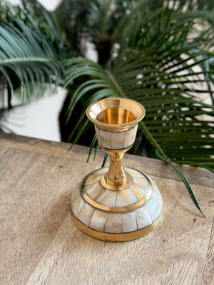 Подсвечник латунь с перламутром 3,25"