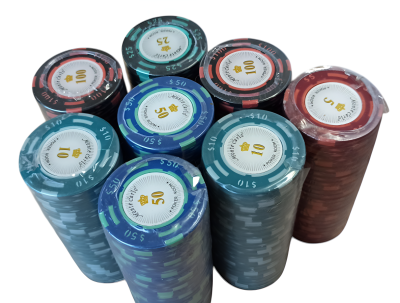 Фишки для покера Monte Carlo номинал 5, 10, 25, 50 и 100 (25 шт.)