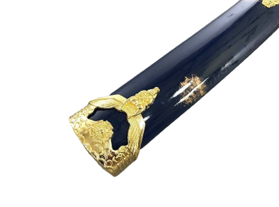 Вакидзаси, короткий японский меч, золотисто-синие ножны