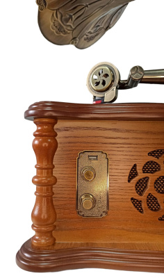 Граммофон "Прага" с пультом, FM/BT/USB/CD, металлическая труба