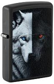 Зажигалка ZIPPO Two Wolves с покрытием Black Matte, латунь/сталь, черная, 38x13x57 мм (без бензина) Зажигалка ZIPPO Two Wolves с покрытием Black Matte, латунь/сталь, черная, 38x13x57 мм (без бензина)