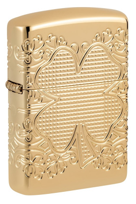 Зажигалка ZIPPO Armor® Lucky Clover с покрытием High Polish Gold Plate, латунь/сталь, золотистая, 38x13x57 мм (без бензина) Зажигалка ZIPPO Armor® Lucky Clover с покрытием High Polish Gold Plate, латунь/сталь, золотистая, 38x13x57 мм (без бензина)