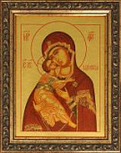 Владимирская икона Божией Матери на сусальном золоте 160х120 мм
