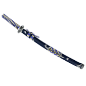Вакидзаси, короткий японский меч, серебристо-синие ножны