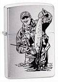 Зажигалка ZIPPO Рыбак, с покрытием Brushed Chrome, латунь/сталь, серебристая, матовая, 38x13x57 мм Зажигалка ZIPPO Рыбак, с покрытием Brushed Chrome, латунь/сталь, серебристая, матовая, 38x13x57 мм