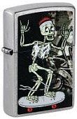 Зажигалка ZIPPO Skateboard Design с покрытием Street Chrome, латунь/сталь, серебристая, 38x13x57 мм (без бензина)