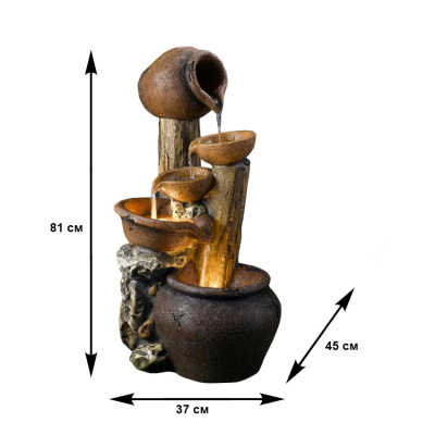 Фонтан декоративный с подсветкой "Горшочный Каскад"