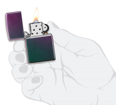 Зажигалка ZIPPO Classic с покрытием Iridescent, латунь/сталь, фиолетовая, матовая, 38x13x57 мм