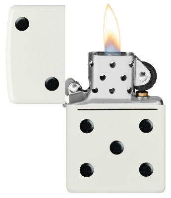 Зажигалка ZIPPO Domino Design с покрытием White Matte, латунь/сталь, белая, матовая, 38x13x57 мм (без бензина) Зажигалка ZIPPO Domino Design с покрытием White Matte, латунь/сталь, белая, матовая, 38x13x57 мм (без бензина)