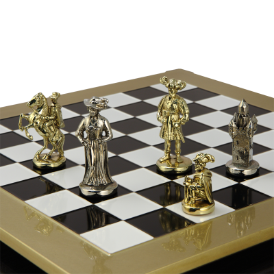 Шахматный набор "Рыцари Средневековья" (44х44 см), доска черно-белая